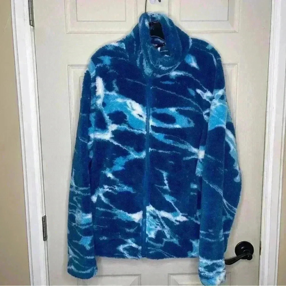 Jaded London Blue and White Tie Dye Style Cloud
Pattern Jacket Sz M